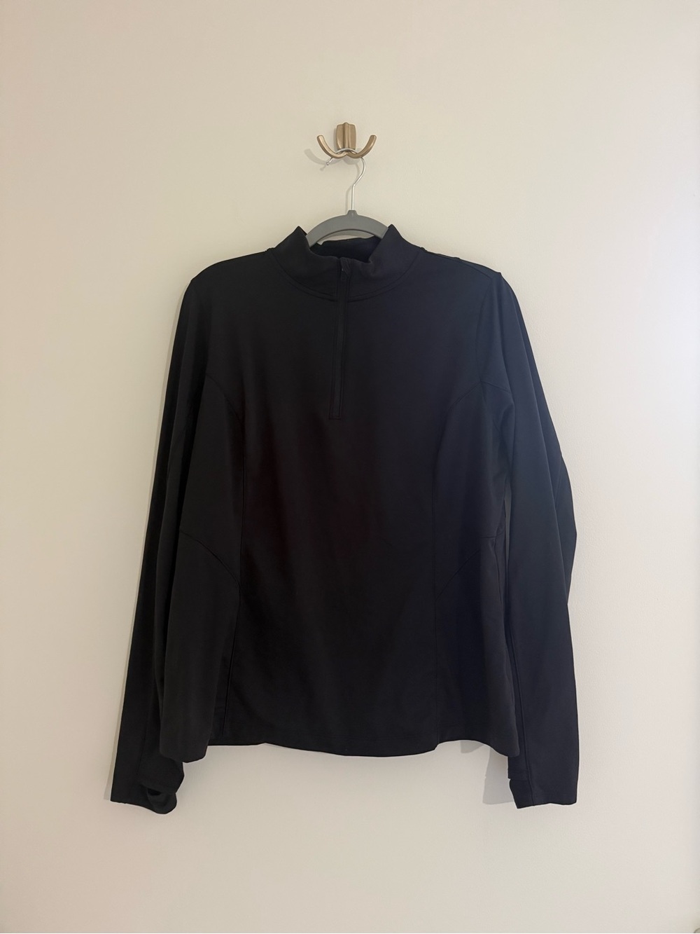 Calia Black Quarter-Zip Long Sleeve Top